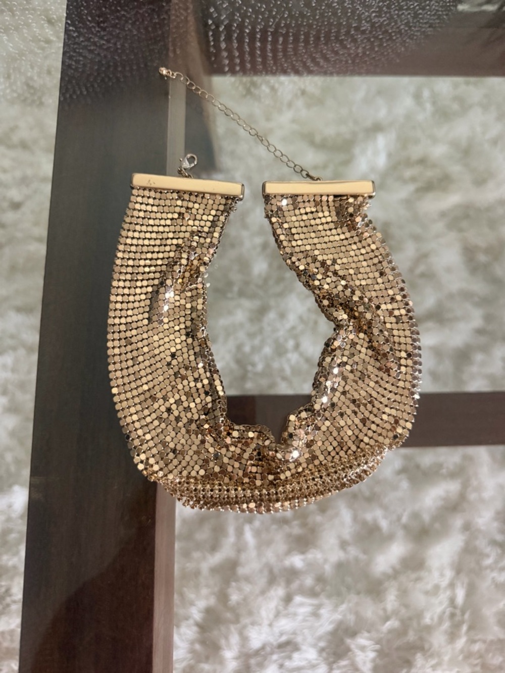 Gold Mesh Statement Necklace